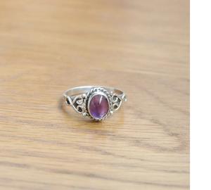 แหวนพลอยสีม่วงอเมทิสต์925เงินสเตอร์ลิงเครื่องประดับดีไซน์หรูหราของขวัญคริสต์มาสสำหรับผู้หญิง - Product Image 1