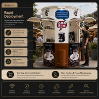 Kiosque alimentaire rond, kiosque à café mobile, stand de vente extérieur à double fenêtre, stand de café pop-up, chariot de concession au design personnalisé