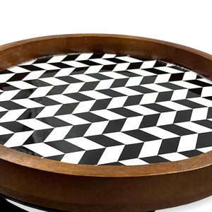 Plateau de service en bois indien écologique fait à la main pour les collations, les repas et les boissons - Design moderne, passe au lave-vaisselle - Product Image 4