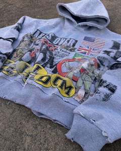 Survêtement brodé en coton délavé à l'acide ensemble pour hommes Streetwear personnalisé en vrac prêt à l'usine OEM - Product Image 5