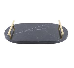 Plateau de service décoratif en marbre de luxe Design moderne Stockage des aliments en métal Plateau de mariage Décor de Noël pour hôtel à la maison. - Product Image 6