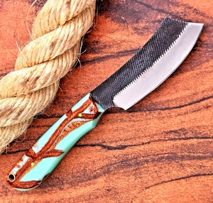 Couteau utilitaire Cowboy Bull Cutter, fait main, lame pleine, râpe de maréchal-ferrant, acier 12c27, lame fixe, qualité industrielle, étui en cuir pancake - Product Image 3