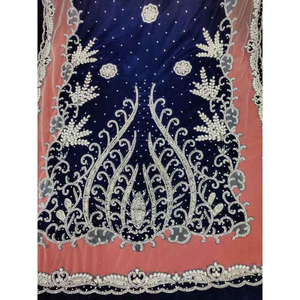 Tissu perlé somalien Dirac de qualité supérieure d'Inde idéal pour les vêtements de mariage de mariée avec des perles douces élégantes et une texture fine - Product Image 3