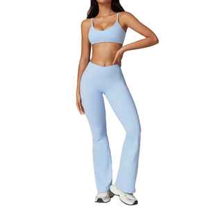Conjunto de Yoga de 2 Piezas para Mujer, Talla Grande, Estilo Urbano, Transpirable, de Spandex/Poliéster, Ropa Deportiva - Product Image 3