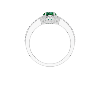 Oval Shaped Natural Emerald Gemstone <b>Ring</b> with Diamond Halo 925 Sterling <b>Silver</b> for Wedding Stunning <b>Statement</b> Jewelry - Product Image 4