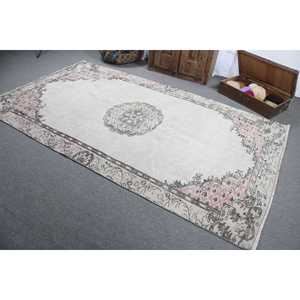 พรมตุรกีขนาด 5.4x9.4 ฟุต พรมวินเทจขนาดใหญ่ พรมขนสัตว์ลายจุดสีขาว - Product Image 4
