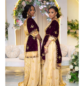 Robe de mariée somalienne de haute qualité, design de broderie complexe, écologique, luxe, fabrication africaine, soie, coton, polyester - Product Image 3