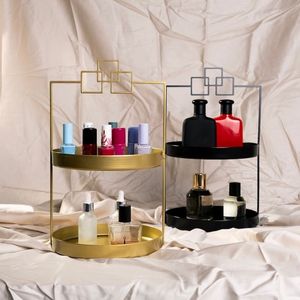 Ensemble 3 étagère de rangement pour coiffeuse en métal multifonctionnel pour la décoration intérieure porte-parfum organisateur de maquillage coiffeuse pour cosmétiques - Product Image 1