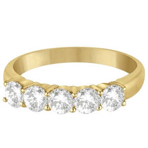 Anillo de Diamantes de Cinco Piedras, 1.00ct, Estilo Delicado y Elegante, Oro Amarillo de 18k con Baño de Rodio - Product Image 1