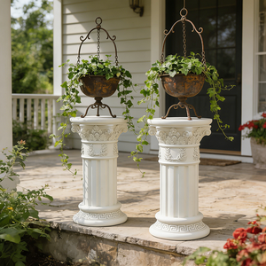 樹脂製ローマ風柱台座 - クラシックなヨーロッパスタイルのフラワースタンド（庭の装飾用）、結婚式の小道具用装飾柱 - Product Image 4