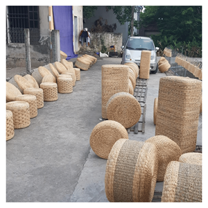 Water Hyacinth <b>Cushion</b> <b>Pad</b> Natural hyacinth <b>cushion</b> with foam core for picnic floor seating and décor Vietnam made - Product Image 1