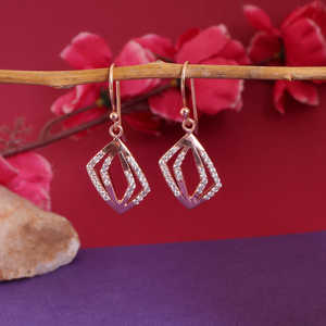 "Rose <b>Gold</b> Diamond-Cut Pendant <b>Earrings</b> for Women Trendy Religious Party Style Zircon Main Stone <b>Dangle</b> <b>Earrings</b> Gift" - Product Image 1