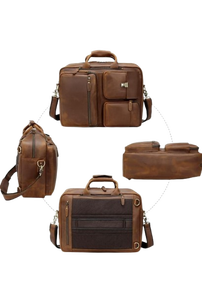 Desert Rider Leather Bag Western Rodeo Premium Style Crunch Leather Backpack Bag with Multi Compartment and <b>Zipper</b> <b>Lock</b> - Product Image 2