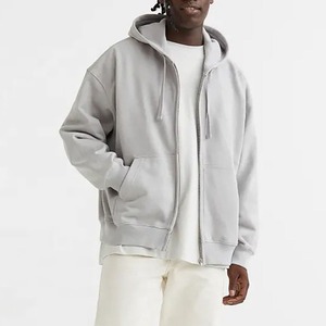 Sudadera con capucha y cremallera con logo, muy recomendada, para hombre, de forro polar sólido, cortavientos, transpirable, informal, holgada, de mezcla de algodón grueso, para otoño. - Product Image 1