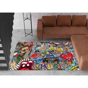 Alfombra Decorativa con Diseño de Grafiti Colorido: Alfombra de Arte Moderno, Alfombra Estampada, Alfombra de Chenilla - Product Image 5