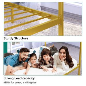 HUY GIA Gold Metal Canopy Platform <b>Bed</b> <b>Frame</b> Modern King/<b>Queen</b> <b>Size</b> Storage Space Saving Durable Bedroom Furniture - Product Image 4