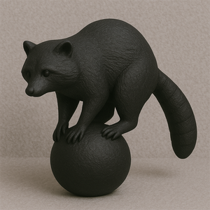 Estatuilla de mapache de aluminio en bola, escultura de Animal negro mate, para el hogar Decoración de mesa, estatua de Metal bonita moderna, estante de exhibición para niños - Product Image 1