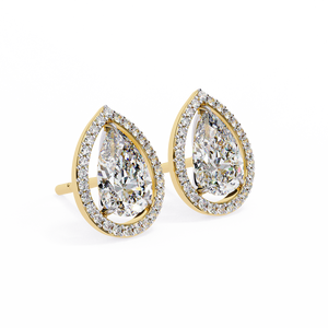 IGI Certified 18K Real Gold Round & Pear Cut Lab-Grown Diamond <b>Teardrop</b> <b>Stud</b> <b>Earrings</b> 0.71 Ctw Wedding Classic - Product Image 5