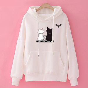 <b>Women</b> <b>Red</b> Graphic <b>Hoodie</b> Sweatshirt Cute Couple Cat Print Hooded Pullover Casual Streetwear Winter Top - Product Image 4