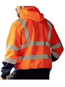 Sweat à capuche zippé de sécurité haute visibilité pour hommes, sweat-shirts réfléchissants, vestes, capuche amovible, veste de sécurité pour le cyclisme - Product Image 2