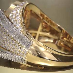 10K Or Massif Rappeur Style Hip Hop Glacé Hommes Fiançailles De Mariage Déclaration Anneau avec Full Pave VVS Lab Grown Diamonds - Product Image 2