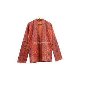 Ajrakh-Chaqueta de invierno de algodón tejida a mano para mujer, Maxi abrigo de diseño, albornoz corto Kantha étnico, venta al por mayor - Product Image 1