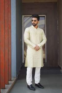 Maruti-Vêtements de fête pour hommes en jacquard traditionnel lourd Amboj à la mode-Kurta Pyjama pour la célébration de l'Aïd-Vêtements indiens pakistanais - Product Image 6
