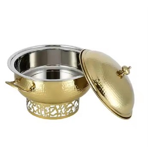Casserole Style Gulf en métal Design moderne Pot doré brillant poli Accessoire de cuisine en or Cadeaux de pendaison de crémaillère - Product Image 2