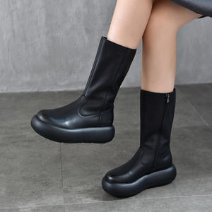 Bottes de mariée pour femmes, hauteur genou, en cuir blanc, talon bloc, bottes d'hiver pour femmes - Product Image 2