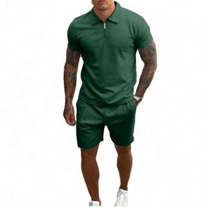 Custom Logo Breathable Formal Summer 2-Piece Polo <b>Suit</b> <b>T</b>-<b>Shirt</b> Men's Jogger Set with Zipper Shorts - Product Image 2