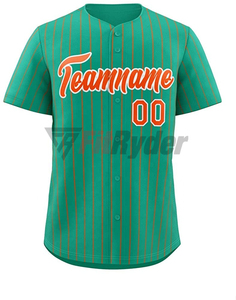 Camisetas de béisbol de poliéster con impresión digital directa Jersey de béisbol a rayas con botones completos Jersey de béisbol sublimado personalizado - Product Image 3