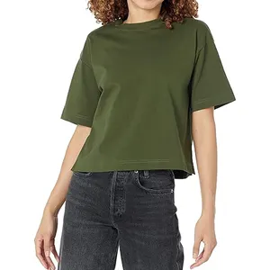 Impresión personalizada 100% fabricantes de camisetas de algodón camiseta de mujer para dama de alta calidad estilo de hombro caído