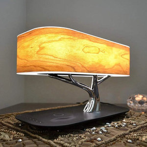 Lampe LED portable sans fil Bluetooth à commande tactile avec abat-jour en bois, design moderne 2023 pour la domotique intelligente - Product Image 4