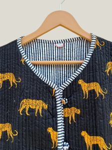 เสื้อโค้ทผ้าฝ้ายทำมือสำหรับผู้หญิงแจ็กเก็ตสั้นสไตล์อินเดียใหม่เสื้อผ้าฤดูหนาวลายเสือเสื้อผ้าลำลองผ้าทอสไตล์สตรีท - Product Image 2