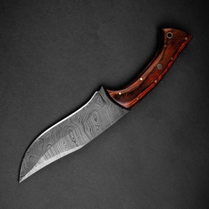 Couteau de chasse fait à la main en acier damas Twist Pattran avec belle poignée en bois Paka et gaine en cuir. - Product Image 3