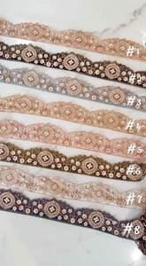 Rubans brodés à la machine à motifs floraux géométriques personnalisés, dentelles, modèles variés, couleurs, coton organza gros-grain pour mariage - Product Image 2