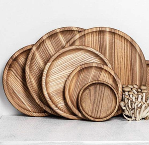 Assiettes à dîner en bois massif rustique, écologiques, de luxe, assiettes à pizza en bois robustes, plateau de service carré en acacia pour la nourriture - Product Image 2