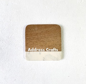 Stylish Marble Acacia Wood Coasters Elegant Cups and Drinks for Home Office Decor or <b>Christmas</b> Table Use <b>Mats</b> & Pads - Product Image 4