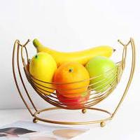 Support à fruits moderne en fer à double niveau avec paniers, vaisselle décorative écologique pour la maison et la cuisine
