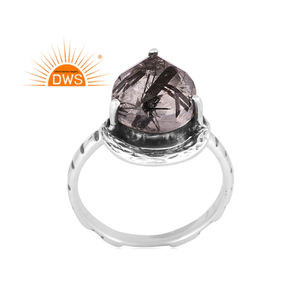 Anillo apilable de piedras preciosas de rutilo negro Natural de plata de ley oxidada superventas, joyería personalizada para mujer, regalo para ella - Product Image 1