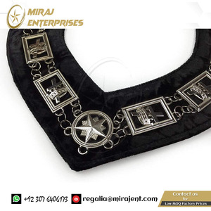 Mason Chain Collar Masonic Regalia Collar Caballeros Templarios-Masonic Chain Collar - GoldSilver on Black (Silver) - Product Image 5