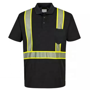 Camisetas de Trabajo Personalizadas para Hombre, Color Negro, de Alta Visibilidad, de Poliéster, Mangas Largas, Reflectantes, de Seguridad - Product Image 1