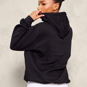 Sudadera con capucha negra de gran tamaño de longitud completa de alta calidad para mujer, sudaderas con capucha antiarrugas y transpirables, sudadera con cremallera para mujer - Product Image 1