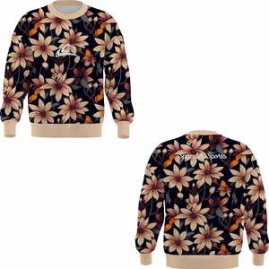 Basics <b>Men</b> Washed Crewneck Sweater Oversized Thick Wool <b>Thermal</b> Design <b>for</b> Casual Fashion Wear Moody floral fleece - Product Image 3