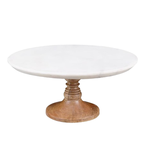 Support à gâteau en bois d'acacia, plateau de présentation de dessert multi-usages, ensemble de plateaux de service, support rond sur pied, support à gâteau - Product Image 3