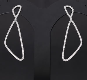 Pendientes colgantes geométricos asimétricos de oro de 14 quilates modernos con diamantes redondos naturales en diseño de Marco abierto para un estilo de declaración elegante - Product Image 6