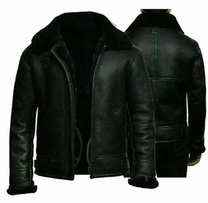 2024 cuir de haute qualité avec fourrure nouveau Style veste en cuir collé en fourrure marron pour Mer 100% veste en cuir pour hommes - Product Image 4