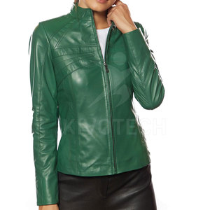 Chaqueta de Cuero para Mujer Otoño Invierno, Cuello Alto, Tejida, Transpirable, de Secado Rápido, la Mejor Calidad - Product Image 3