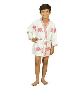 New Arrival Hand Block Printed Cotton Kimono Kids For Women Bathrobe Wear Kimono For Kids