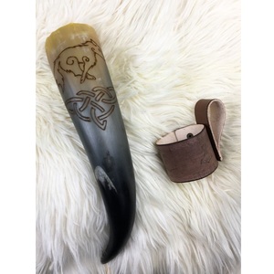 Natural Polished Eco-Friendly Viking Drinking Horn Handmade Animal & Religious Custom Size Medieval Beer <b>Mug</b> Portable Travel Use - Product Image 4